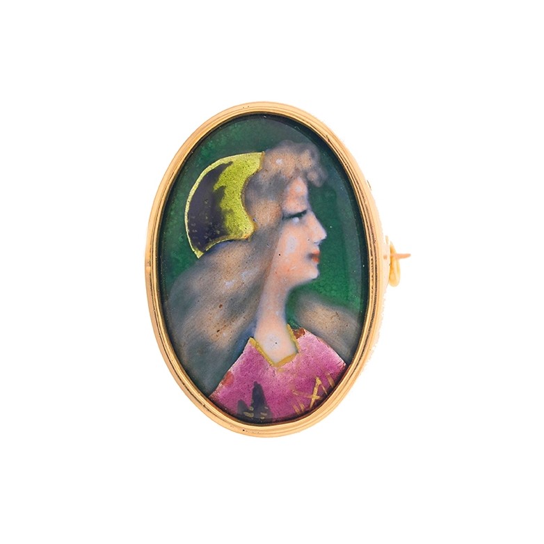Broche émail de Limoges or jaune 4.12g Bon état -  reconditionné disponible sur Gemme Les Bijoux